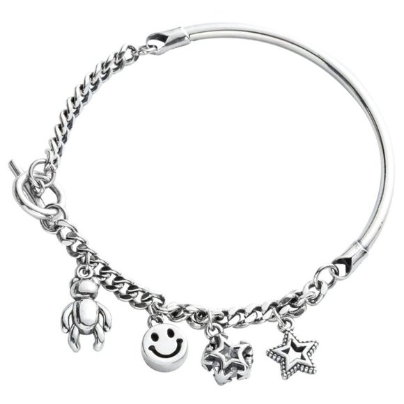*925 Sterling Silver Toggle Chain Charm Bracelet - Picture 4 of 5